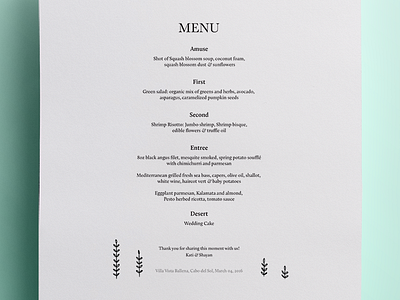 Dinner Menu