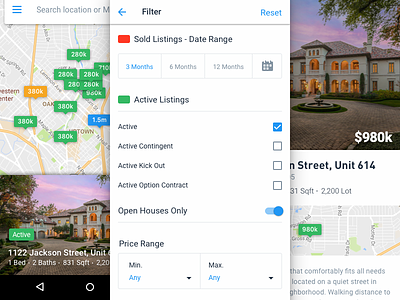 Android Filters android clean design filters map mobile real estate search ui ux