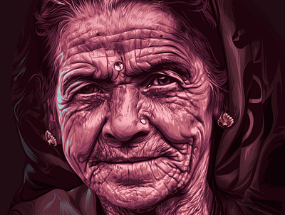 Old woman Vector art a.taymour abdelrahman taymour art artwork digitalart drawing illustration photoshop portrait vector vector art