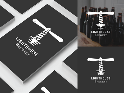 Lighthouse Brewery Logo branding clean design flat identity logo