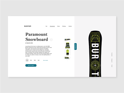 Burton Product Page Concept branding clean design desktop flat identity illustrator ui ux web website