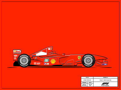 Ferrari F1-2000 car classic clean cool design drawing ferrari flat formula one illustration illustrator red simple vector vehicles