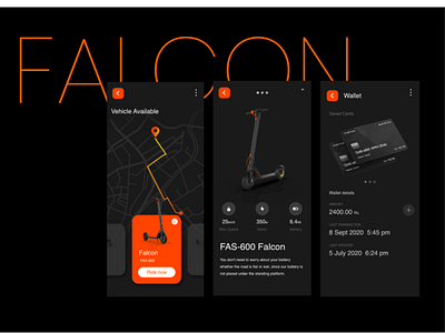 Falcon app ui branding color dark ui design illustration typography ui ui design uiux user user experience userinterface ux webdesign