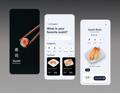 Sushi Restaurant UI Design App app ui color design illustration ui ui design uiux user experience userinterface ux