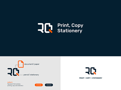 RQ Print, Copy, Printing brand identity initial letter logo logo designer mark minimalist