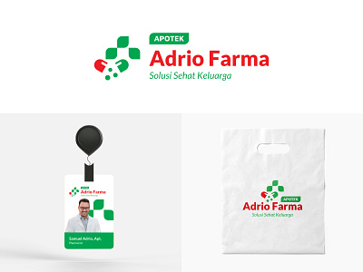 Adrio Farma abstract brand branding clinic green health hospital identity leaf logo medical pharmacist pill red