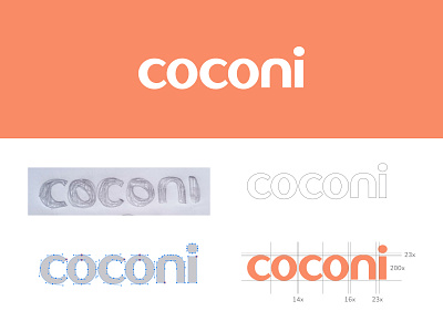 Coconi appliance baby brand branding equipment home house identity kids logo minimalist orange pastel wordmark