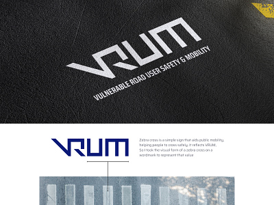 VRUM brand branding cross logo road safety vulnerable way wordmark zebra