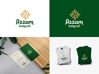 Azzam Kaligrafi ambigram brand branding calligraphy gold green identity initial islam islamic letter logo mark monogram moslem muslim