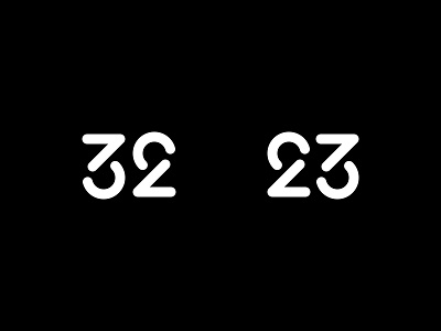 Ambigram 23 32 2 23 3 32 ambigram brand branding identity logo minimal minimalist monogram number