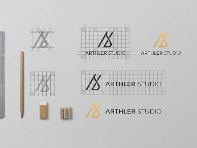 Arthler Studio Grid architect brand grid grid logo identity initial letter logo logo construction logo designer logo process minimal minimalist tegar rynaldi