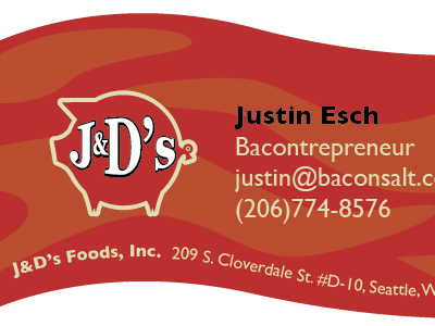 J&D's Business Card bacon business card