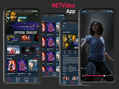 Netvideo App app branding design mobile app mockup movie movie app netflix uidesign uiux ux video videoapp