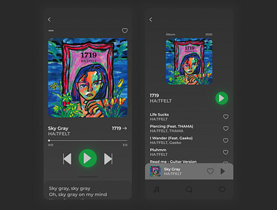 Daily UI: 009 — Music Player app dailyui design figma green hatfelt interface music musicplayer ui uidesign