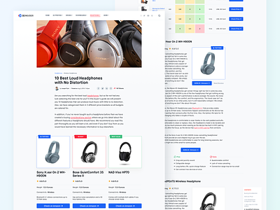 Tech Products Review Article Page article clean headphones product review technology ui ux web