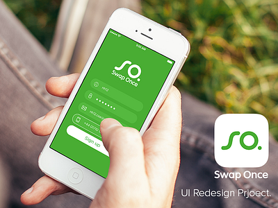 Swap Once app redesign full project form login minimal professional register screen sign up simple ui