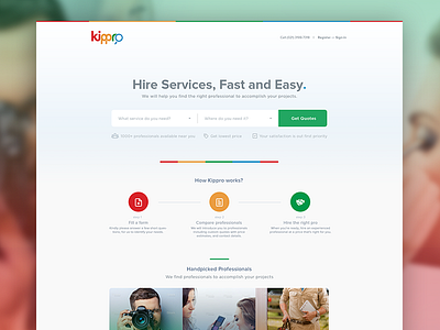 Kippro Homepage hire homepage landing minimal page professional services ui web