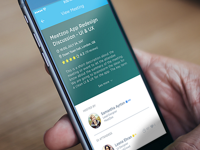 Meeting Screen app clean flat interface ios iphone meetings minimal ui ux