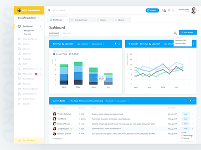 Dashboard for Box Command admin clean crm dashboard graph gym member minimal report ui ux