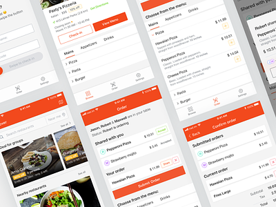 Eatly - Share Restaurants Menu app ui check-in check-out food friends menu order restaurant sharing ux