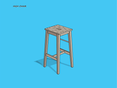 High Chair adobe illustrator blue design flat design flat illustration vector wood