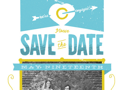 Save the Date color aldine grain hand type marriage photography save the date