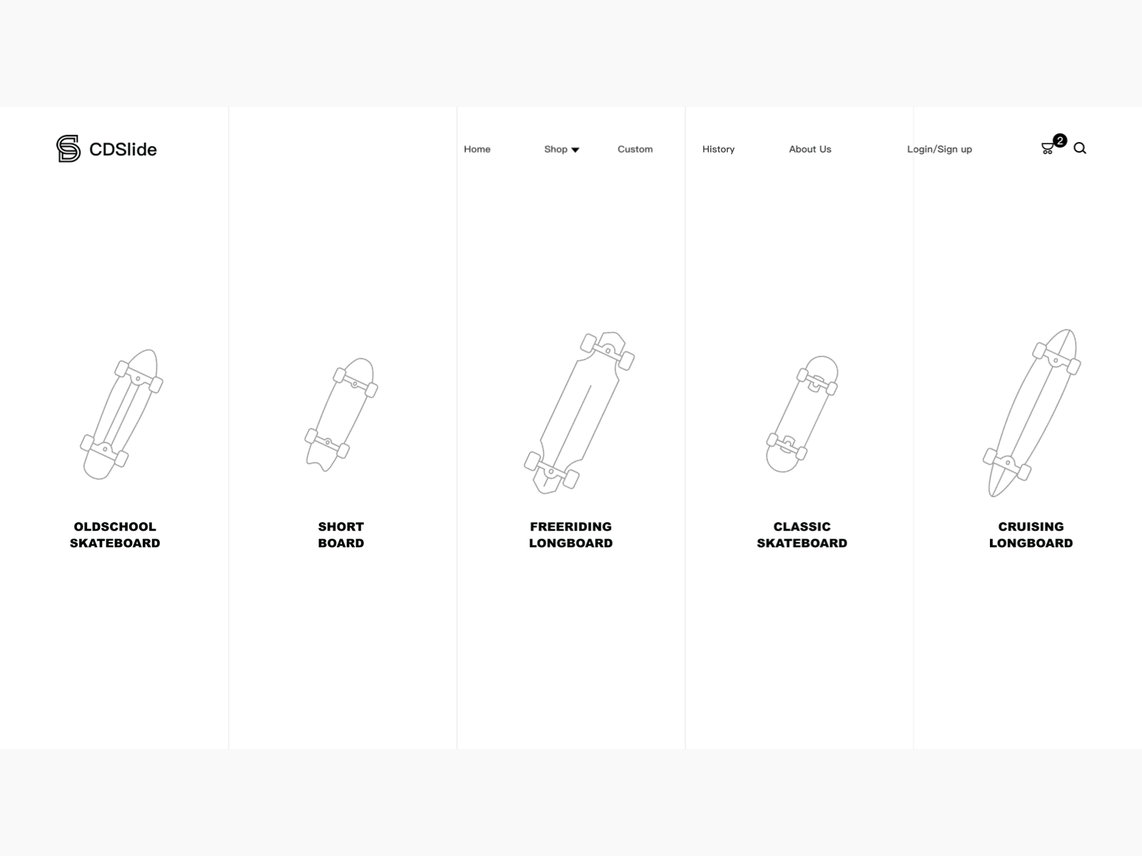Classification of skateboards icon ui ux