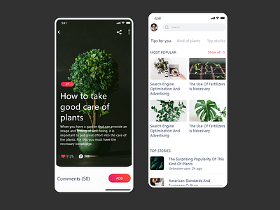 Plants Forum Mobile Design app design flat minimal typography ui