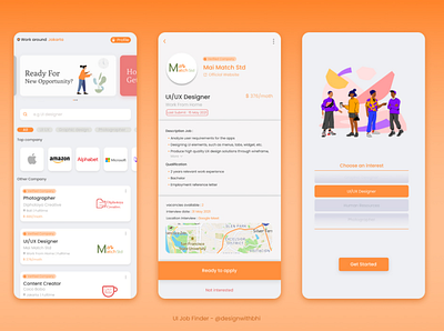 Job Finder App app design ui ux