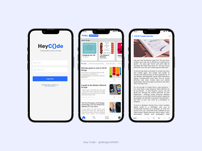 Hey Code - UI Exploration app design mobile app mobile ui ui ux