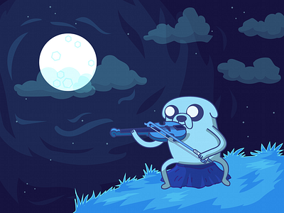 Adventure Time Jake adventure time blue cute illustration jake moon night vector viola