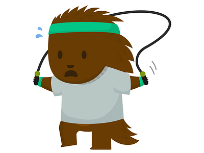 Exercise Puck cute exercise flat health illustration jump rope jumping mascot picks porcupine vector