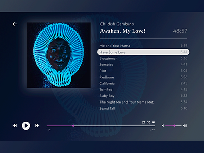 Music player for #DailyUI (009) app beautifului branding dailyui design inspiration landingpage landingpagedesign minimal minimalism music player page design player ui popular design screen ui uidisign uxui web website