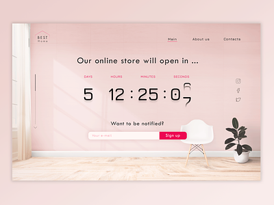 Countdown Timer for #DailyUI (014) 2019 ui trends coming soon page dailyui design flat inspiration landing page design minimalism minimalistic modern landing page popular design promo page design shop landing timer design timer ui ui uidisign web webdesign website