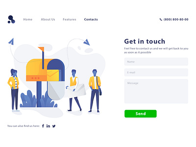 DailyUi#28 Contact Us page branding contact us contact us design contact us page dailyui design design trends 2019 illustration inspiration landingpage minimal popular design ui ui trends ui trends 2019 uidisign ux vector web webdesign