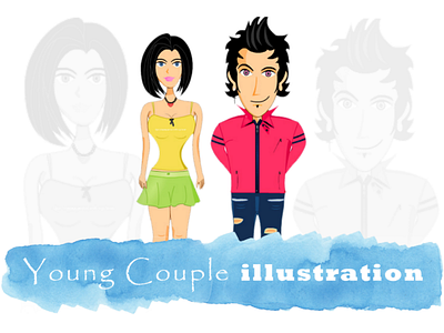 Young Couple boy cartoon girl illustration yound generation