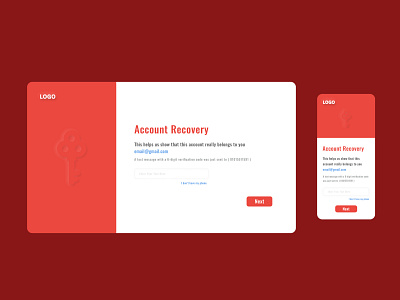 Account Recovery page mobile security ui webdesign