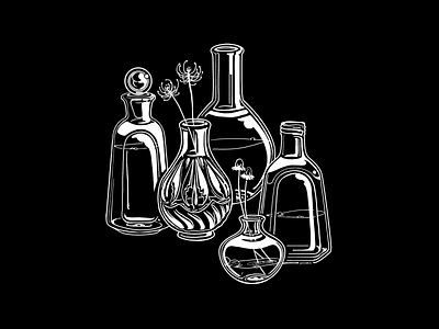 Inktober Day 18 - Bottle art bottle bottles cintiq digital illustration inktober inktober2018 potion witchy