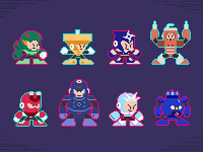 Back to Bits – Boss Lyfe 2d back to bits bosses character design megaman megaman 3 nintendo photoshop pixel animation pixel art