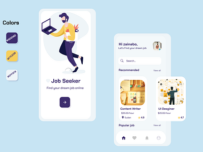 Job Finder (Seeker) app desi design icon illustration ui ux vector