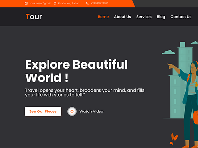 Travel Agency landing page Orange heart🧡 desi design illustration travel typography ui ux vector website