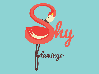 Shy Flamingo animal flamingo illustration logo mark pink typo typography