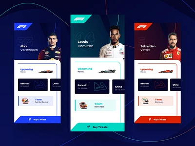 F1 - Drivers app car cars driving f1 formula1 hamilton racing ui ux verstappen vettel