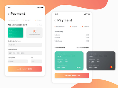 Credit Card Checkout /Daily Ui 002 application checkout credit card dailyui002 gradient mobile app mobile design mobile screen payment scan shopping app ui user experience userinterface ux