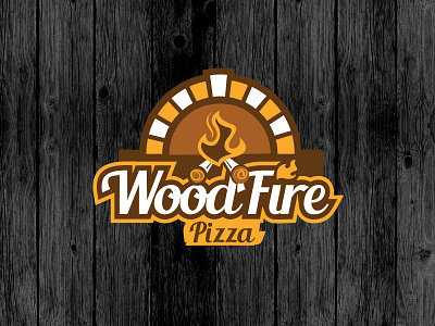 Woodfire Pizza clean emblem logo pizza woodfire