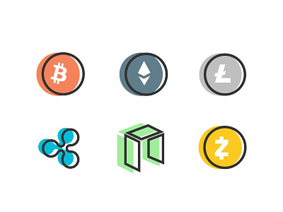 Cryptocurrency Icons ! bitcoin clean cryptocurrency ethereum litecoin minimal. neo ripple zcash