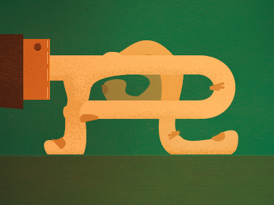 R for Rick Murphy brown green hand illustration type