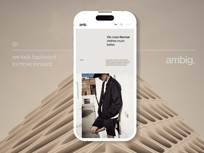 ambig — app refresh ambig app boarding clothing couture e-commerce intentional minimal mobile street style subtle