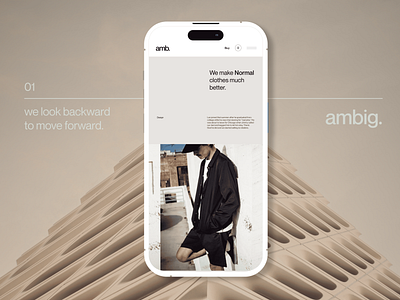 ambig — app refresh ambig app boarding clothing couture e commerce intentional minimal mobile street style subtle