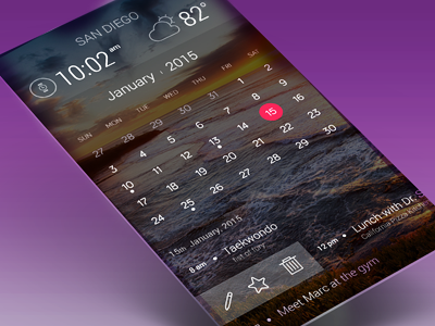 Mobile Calendar Interface application calendar interface weather